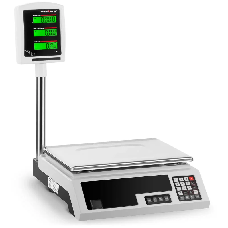 Butiksvægt - 30 kg / 1 g - 34 x 23 cm - 2 LCD-displays
