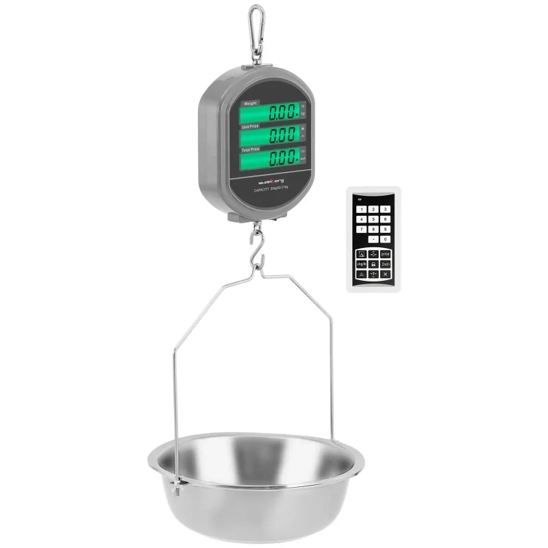 Hængevægt - 0,1 - 30 kg / 10 g - LCD-display - fjernbetjening