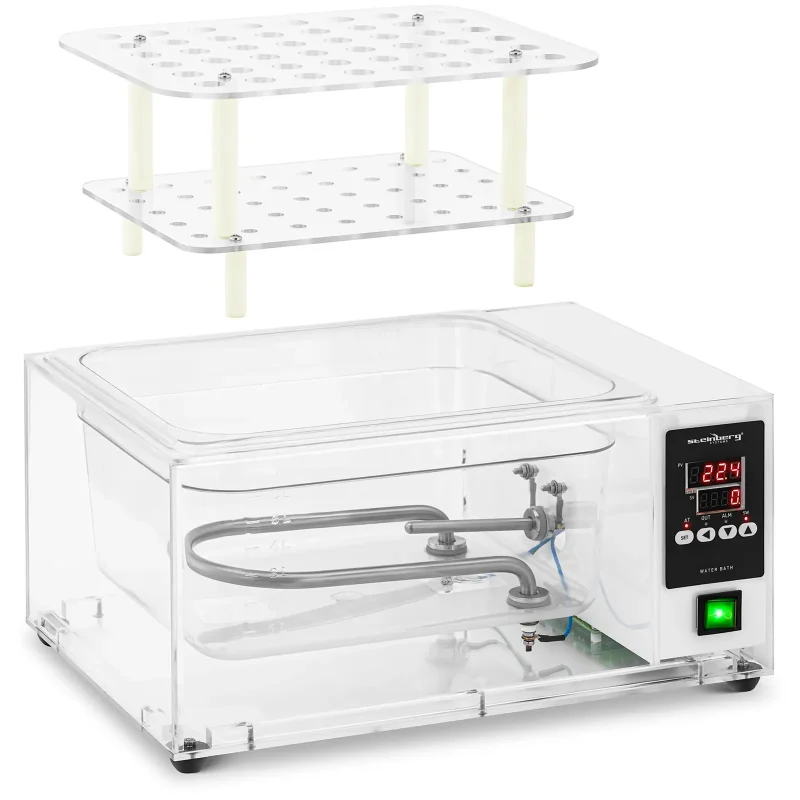 Vandbad laboratorie - digitalt - 9 l - gennemsigtigt